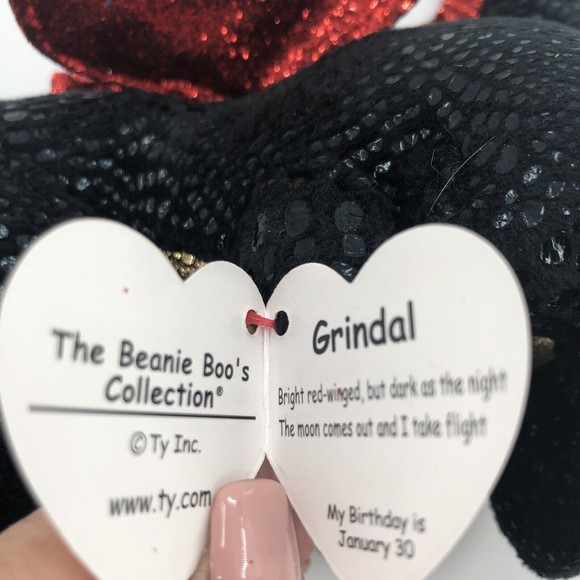 Ty Beanie Boos Grindal Dragon Unicorn Plush Black Gold Red Wings 2021 6" TAG - Picture 11 of 12